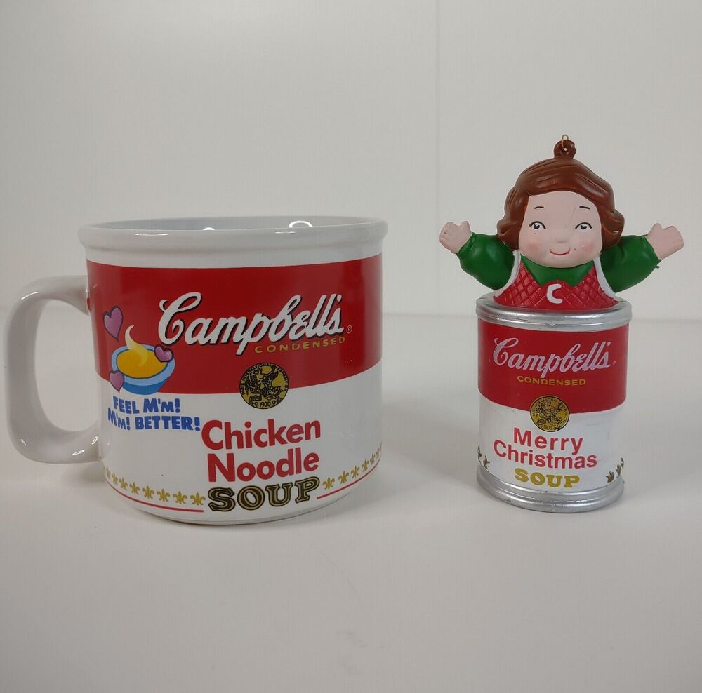 Vtg Campbell's 1998 Kids Christmas Ornament Kurt Adler & 1997 Mmm Good Soup Mug*